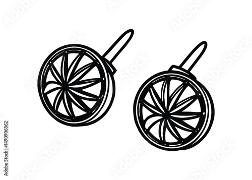 Silhouette of stud earrings isolated on a white background