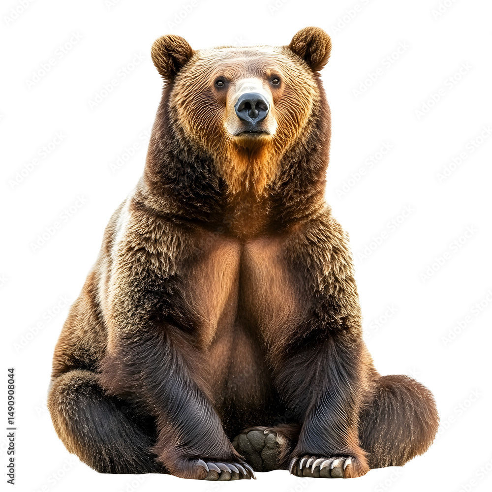 Obraz premium Brown bear full body against white or transparent background