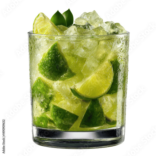 Refreshing Caipirinha Cocktail with Lime and Ice