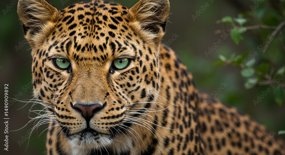 Obraz premium Emeraldeyed leopard gazes intensely