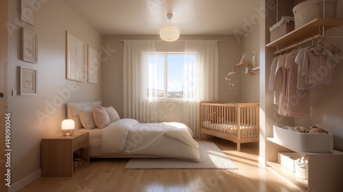 Cozy Bedroom Sanctuary With Crib And Bedside Table For Newborn
