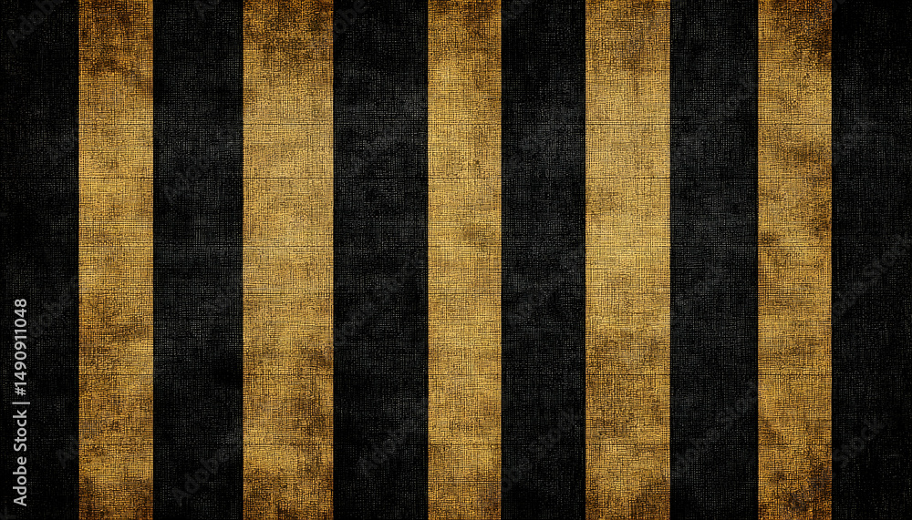 Textured image with alternating wide dark/gold vertical stripes, distressed surface, grunge aesthetic Textured image with alternating wide dark/gold vertical stripes, distressed surface, grunge aesthetic