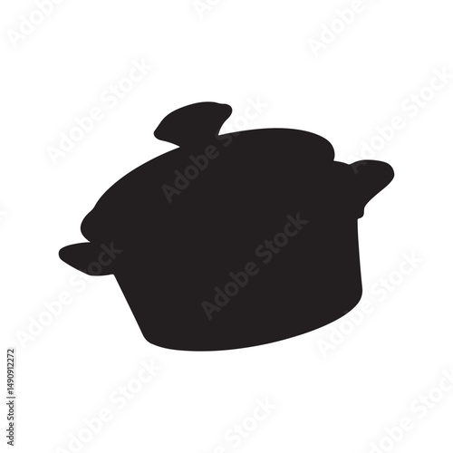Black Cooking pot silhouette vector illustration