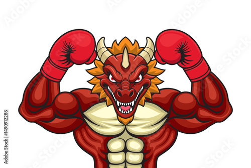 dragon boxing vector illustration design