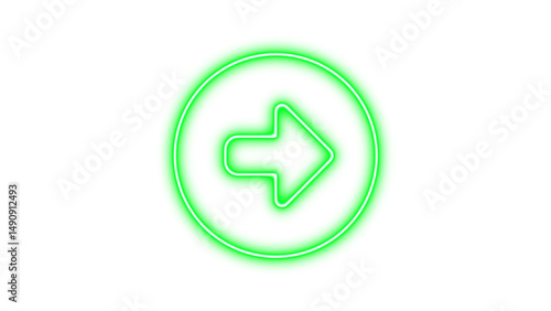 Free Download Glowing Neon Arrow in Circle, Neon circle right icon glow with transparent background - GFXLoad