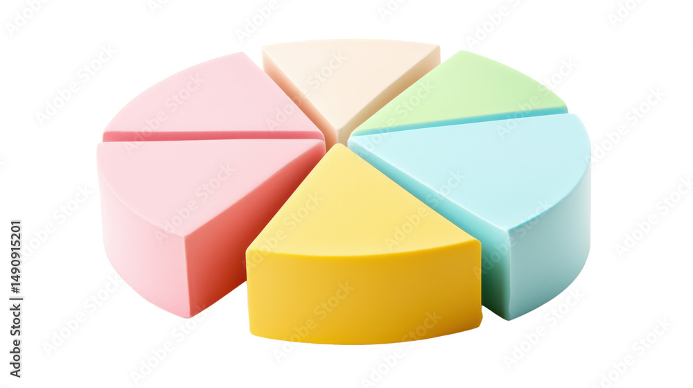 Obraz premium Colorful geometry shapes in pastel hues displayed in a circular arrangement on a white background