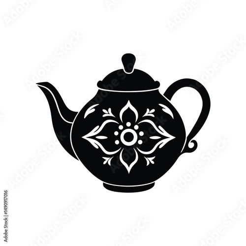 A beautiful teapot stencils silhouette vector art illustration