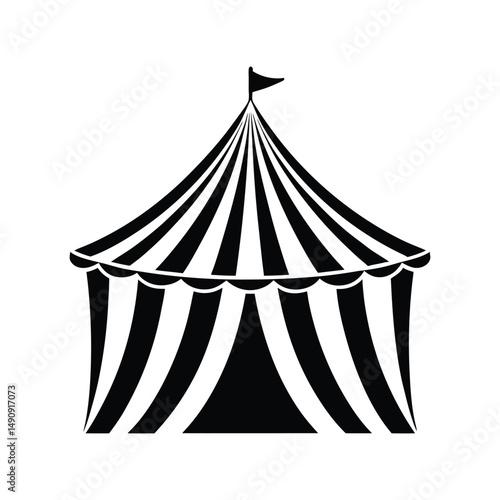 A circus tent silhouette vector art illustration