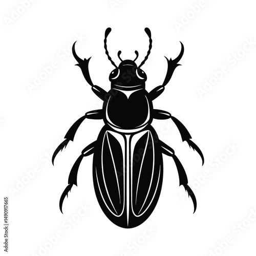 A beetle silhouette vector art illustration