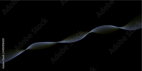 Abstract black wave background. Abstract slow motion wave lines pattern. Seamless looping animation on clean black background.