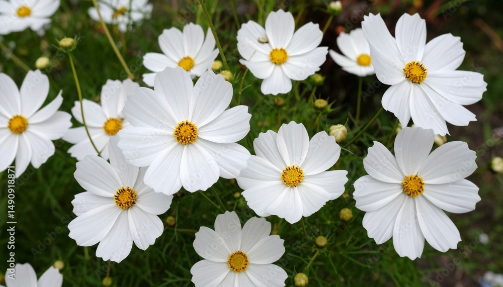 Obraz premium White Cosmos Flowers in Bloom