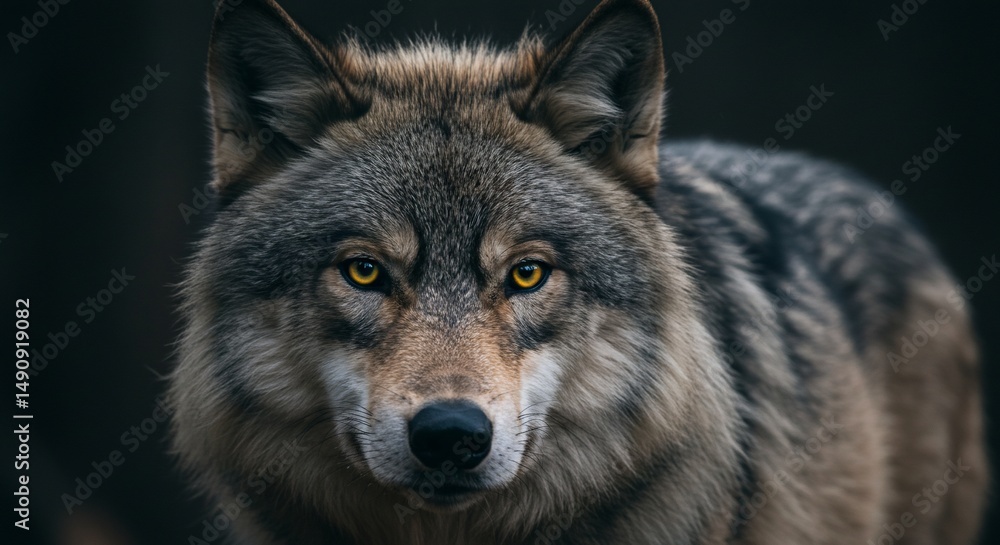 Obraz premium Intense wolf gaze fur texture