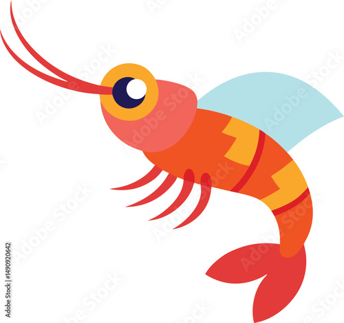 vector illustration of cartoon shrimp