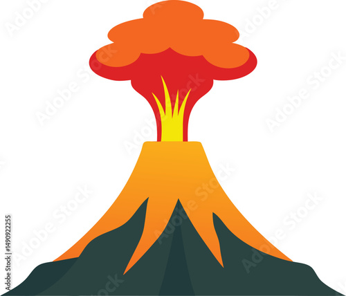 volcano eruption with smoke