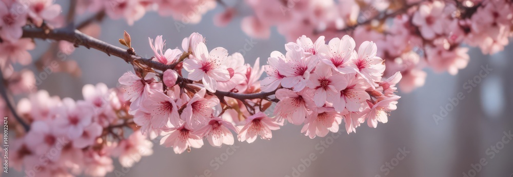 Obraz premium Delicate pink blossoms, soft focus, vibrant hues, bright, blossom