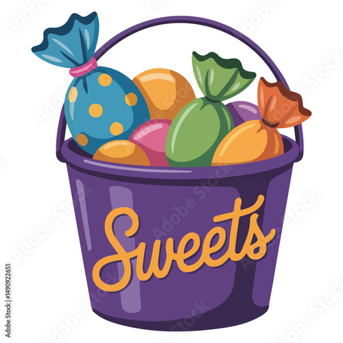 Halloween candy bucket isolated vector illustration