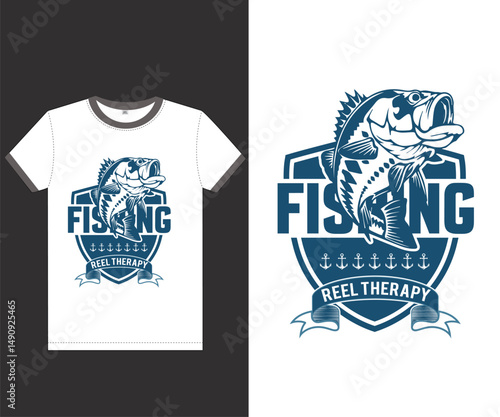 Fishing reel therapy, Fishing inspired t-shirt design