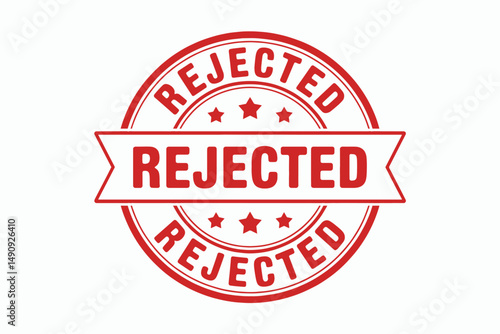Red Rejected Stamp with Banner and Stars