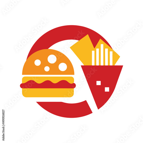 Contemporary Fast Food Logo with Pizza Slice and Burger