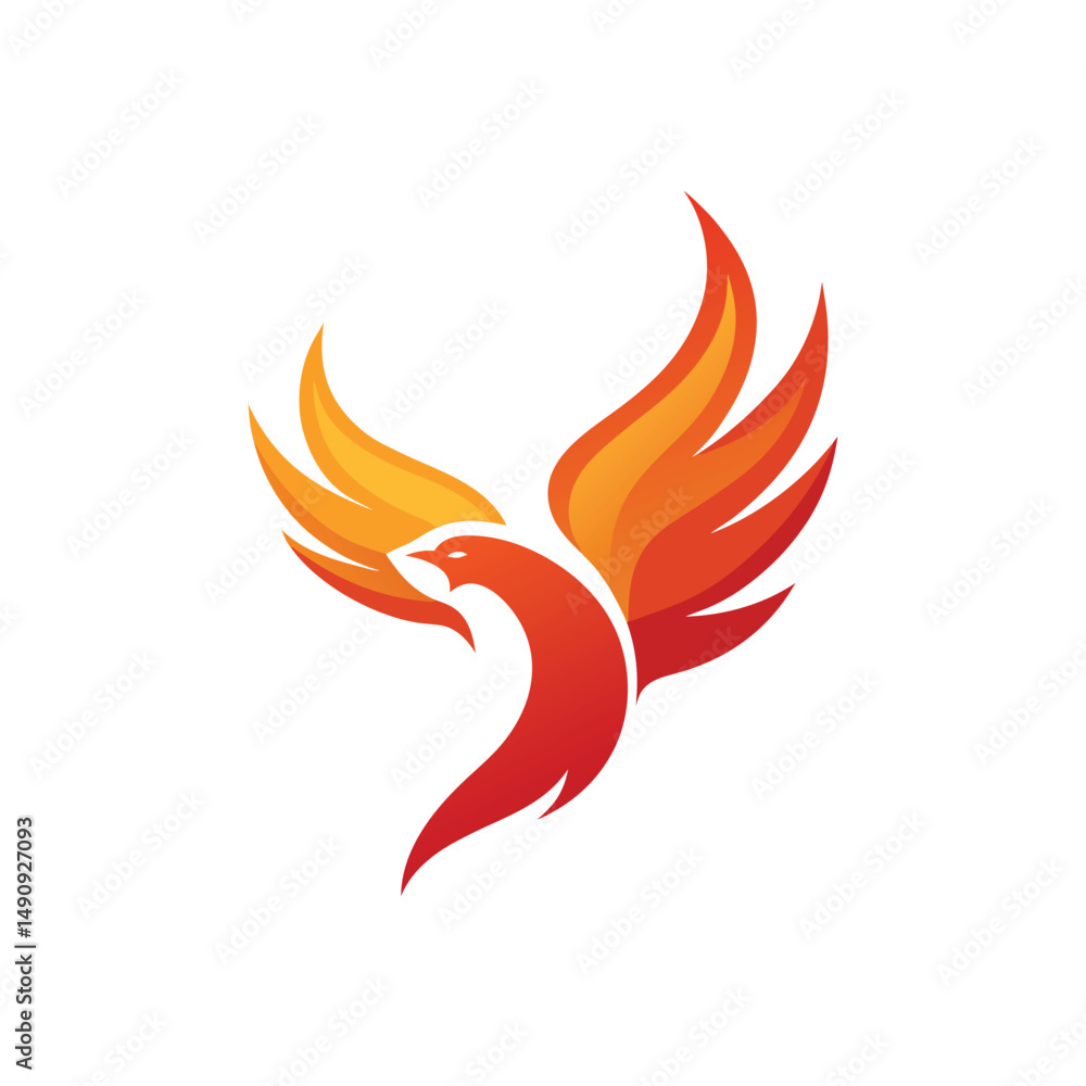 Fire Bird Logo Design with Stylized Feathers and Heat Fire Bird Logo Design with Stylized Feathers and Heat