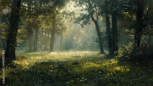 sun rays in the forest