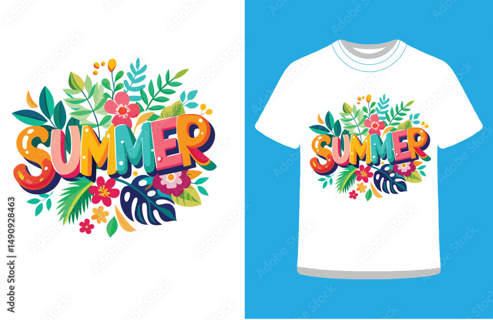 Naklejka premium Bright and Happy T-Shirt Design for Beach Days and Sunny Adventures.