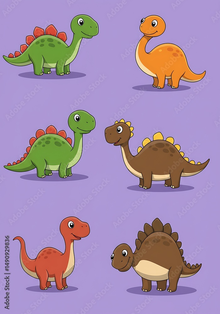 Naklejka premium Dino Buddies: A Prehistoric Playdate