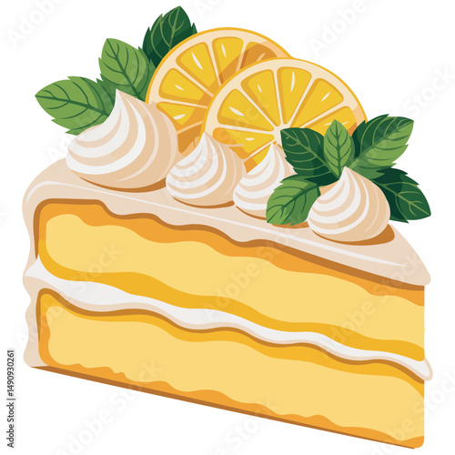 Lemon slice cake isolated vector illustration