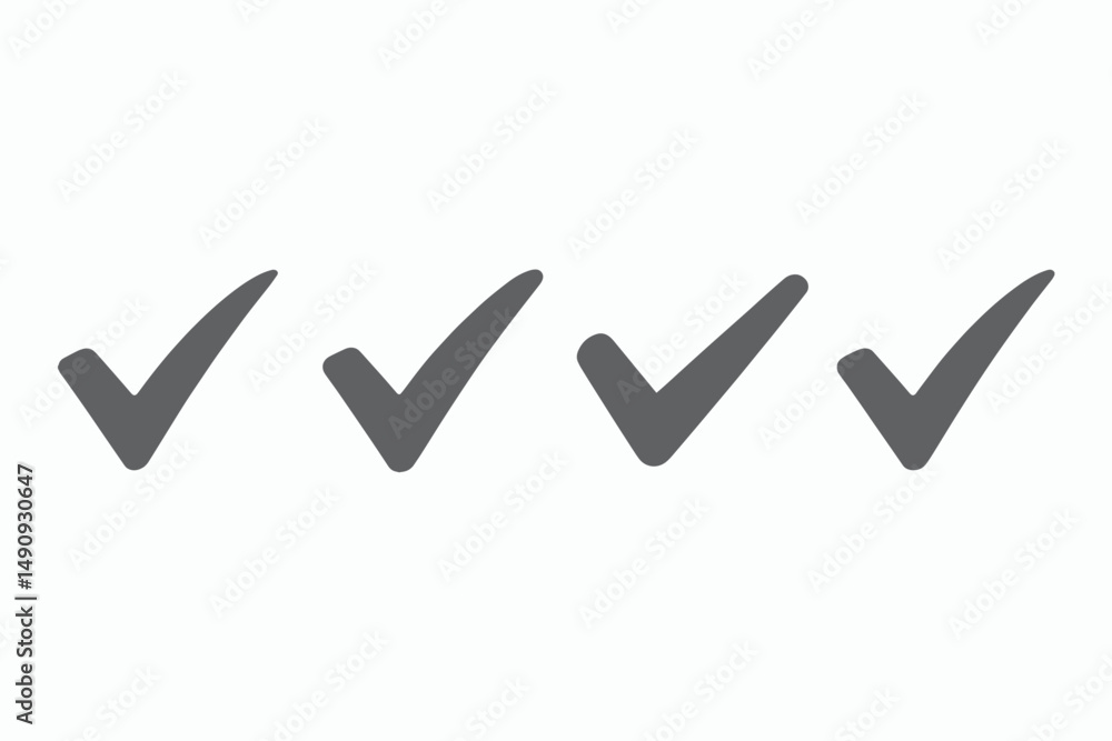 Four Hand Drawn Check Marks Icon Set for Approval Four Hand Drawn Check Marks Icon Set for Approval