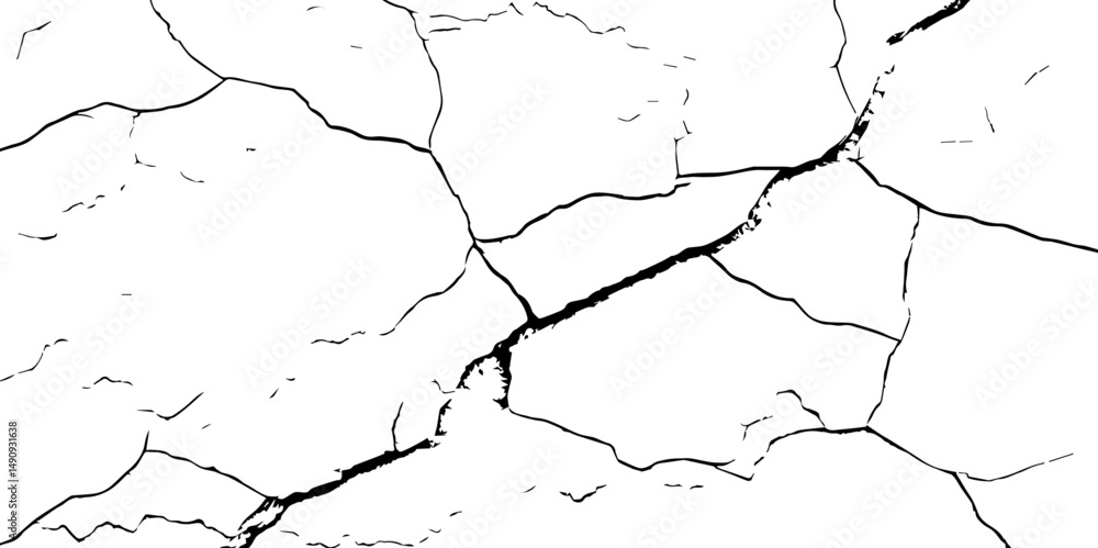 Obraz premium Black grunge effect on white&nbsp;background.Texture soil dry crack background pattern.