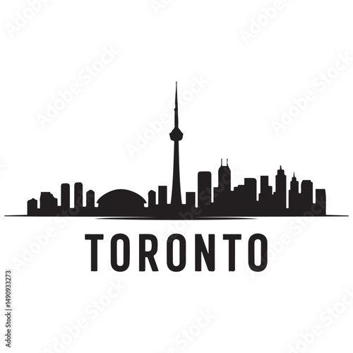 Toronto skyline horizontal banner. Black Toronto, Canada. Vector template for your design. Vector black silhouette. with white background