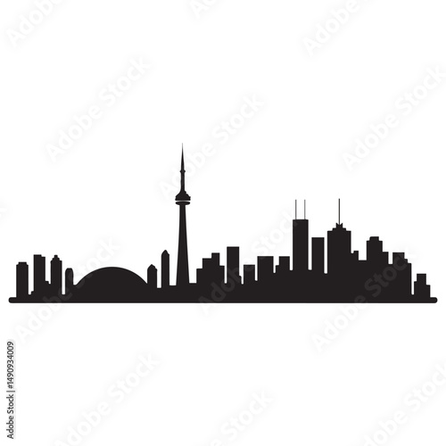 Toronto skyline horizontal banner. Black Toronto, Canada. Vector template for your design. Vector black silhouette. with white background