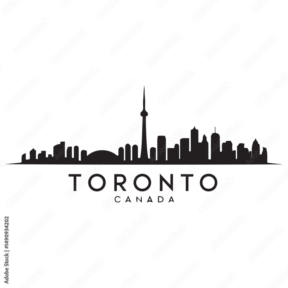 Fototapeta premium Toronto skyline horizontal banner. Black Toronto, Canada. Vector template for your design. Vector black silhouette. with white background