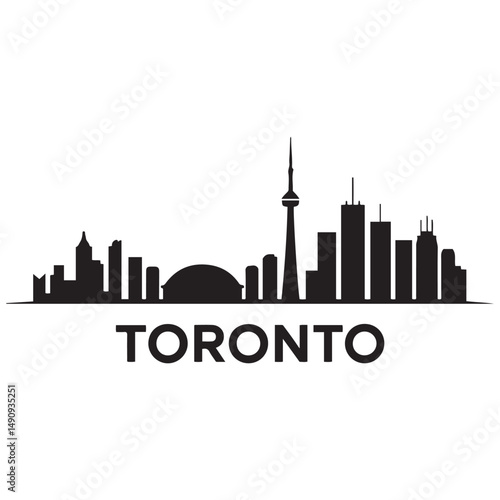 Toronto skyline horizontal banner. Black Toronto, Canada. Vector template for your design. Vector black silhouette. with white background