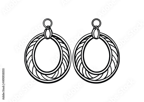 Silhouette of hoop earrings isolated on a white background