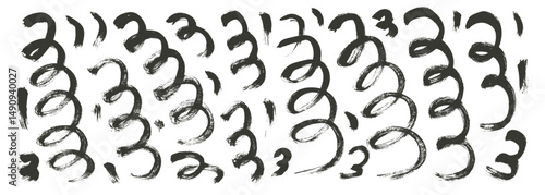 Ink brush stroke squiggles lines. Hand drawn spirals confetti. Brush stroke dye black linear scribble elements set isolated on white background. Scribble loop freehand decoration..