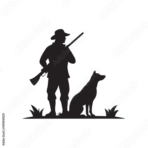 Hunter With Dog Forest Silhouette