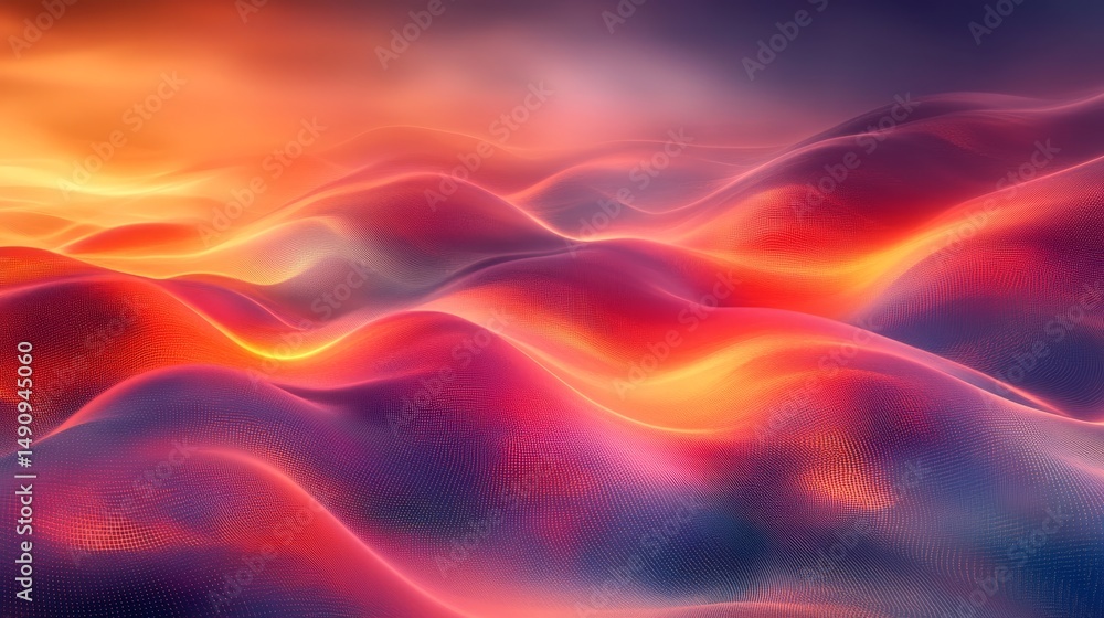 Obraz premium Vibrant, abstract landscape of flowing, luminous waves.