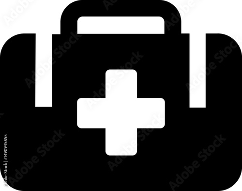 First aid kit silhouette icon vector illustration Med Kit Icon vector of black silhouette of first aid box first aid kit box First Aid Kit and Med Kit Icon Vector Design on White Background icon