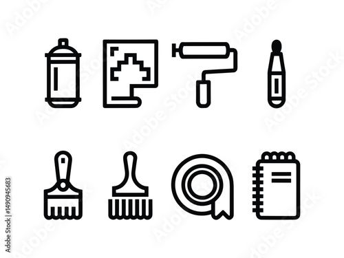 Art supplies icons set design elements graphic design tools