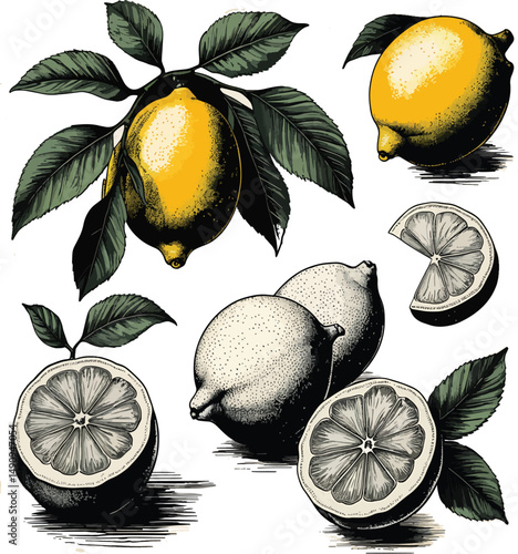 set of citrus fruit