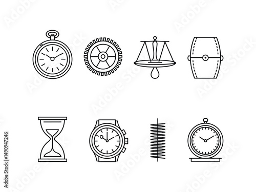 Collection of time measurement and mechanical icons