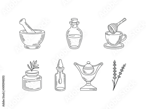 Essential oils aromatherapy herbal remedies collection