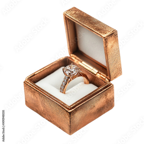 Diamond ring in a rose gold gift box a beautiful present