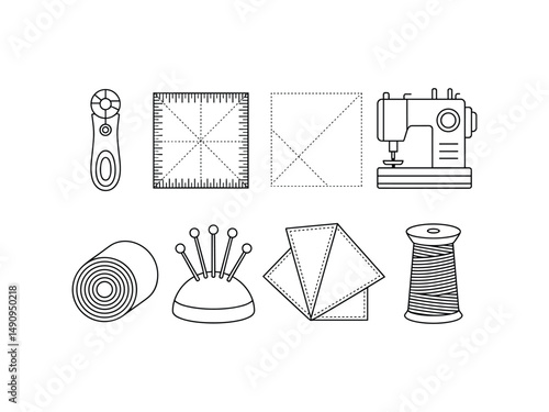 Sewing kit essentials fabric rotary cutter pins thread