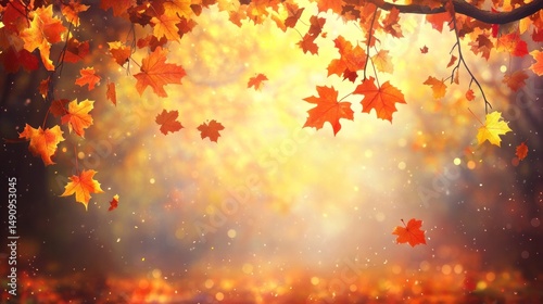 Autumnal Serenity: A symphony of golden leaves dancing in the soft sunlight, capturing the essence of fall's warm embrace.