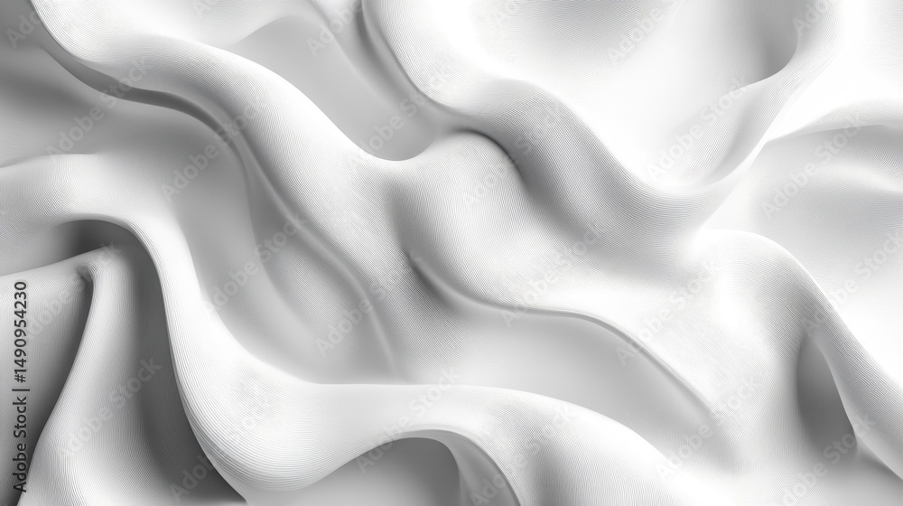Fototapeta premium Abstract close-up view of flowing white fabric.