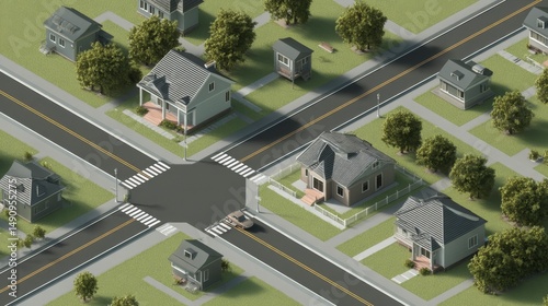 Residential neighborhood intersection graphic