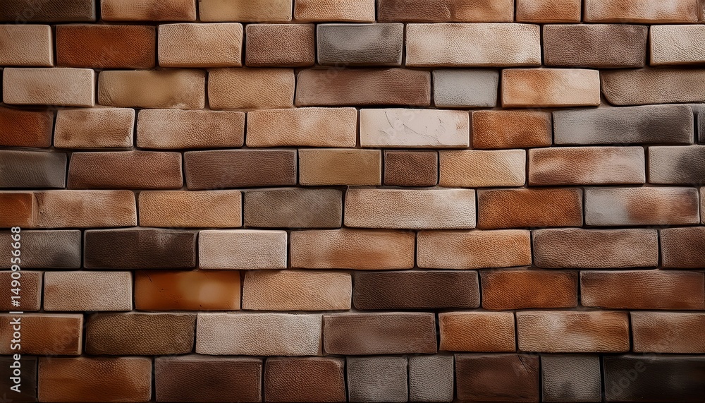 Obraz premium textured brick wall with earthy tones and varied shapes for architectural background design