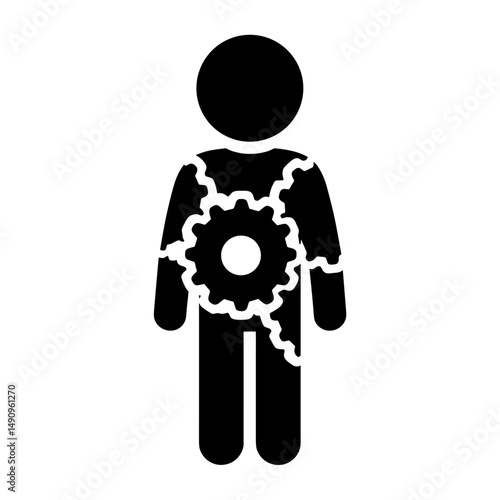 Silhouette of a person with gears symbolizing inner mechanics concept  